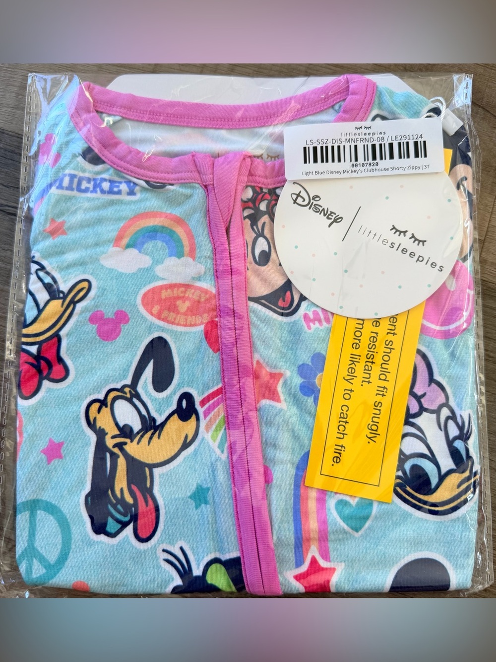 Little Sleepies Light Blue Disney Mickey's Clubhouse Shorty Zippy | 3T